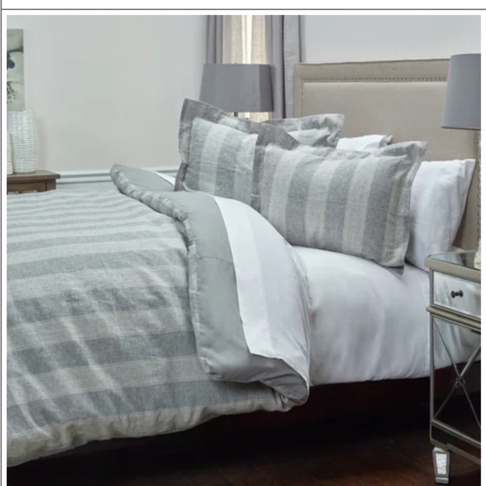 Joss & Main Drake luxury linen duvet cover gray